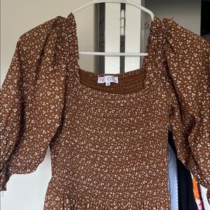 Ivy City Brown Floral Midi Dress